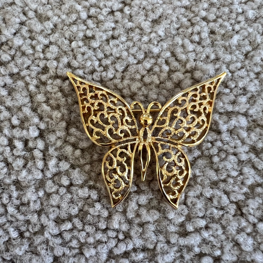 Vintage Trifari Gold Butterfly Brooch